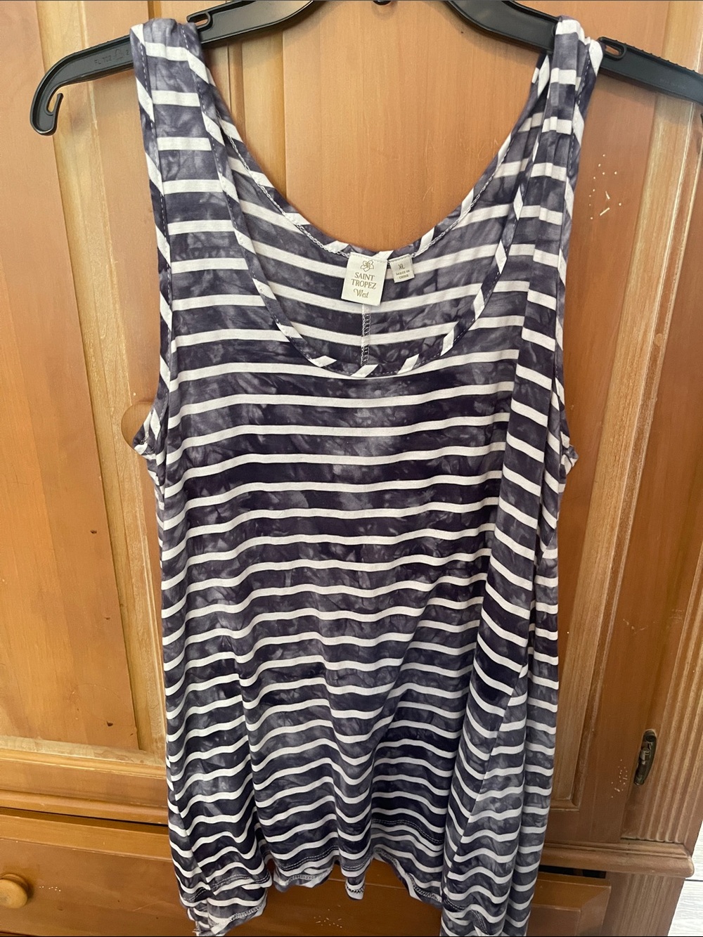 Saint Tropez West Navy and White Striped Tank Top with waterfall sides